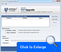 Demo for upgrading PST file to 2007